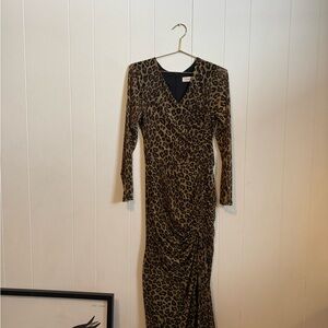Leopard Print Long Sleeve Dress